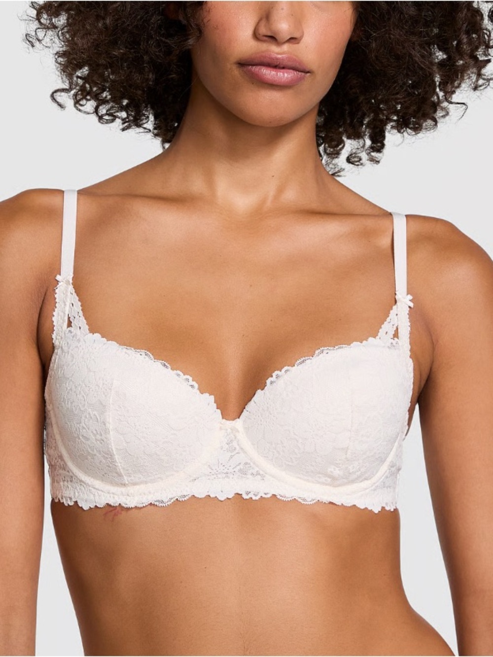 NWOT PINK WINK WHITE LIGHTLY LINED BALCONETTE BRA - 38D